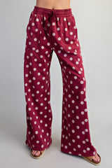 Maroon Polka Dot Sweatpants