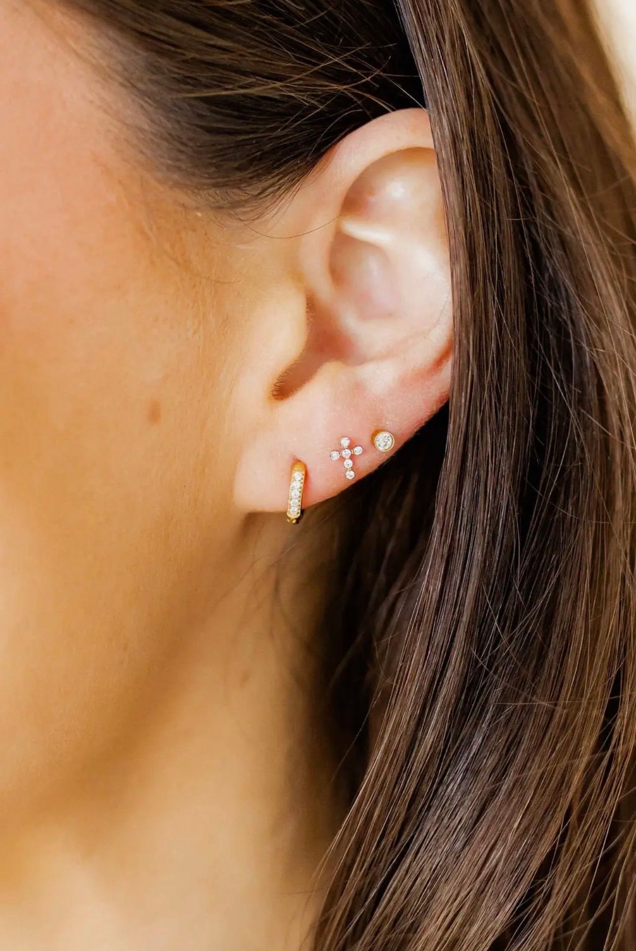 Linny&Co Clara Gold And Silver Cross Earrings