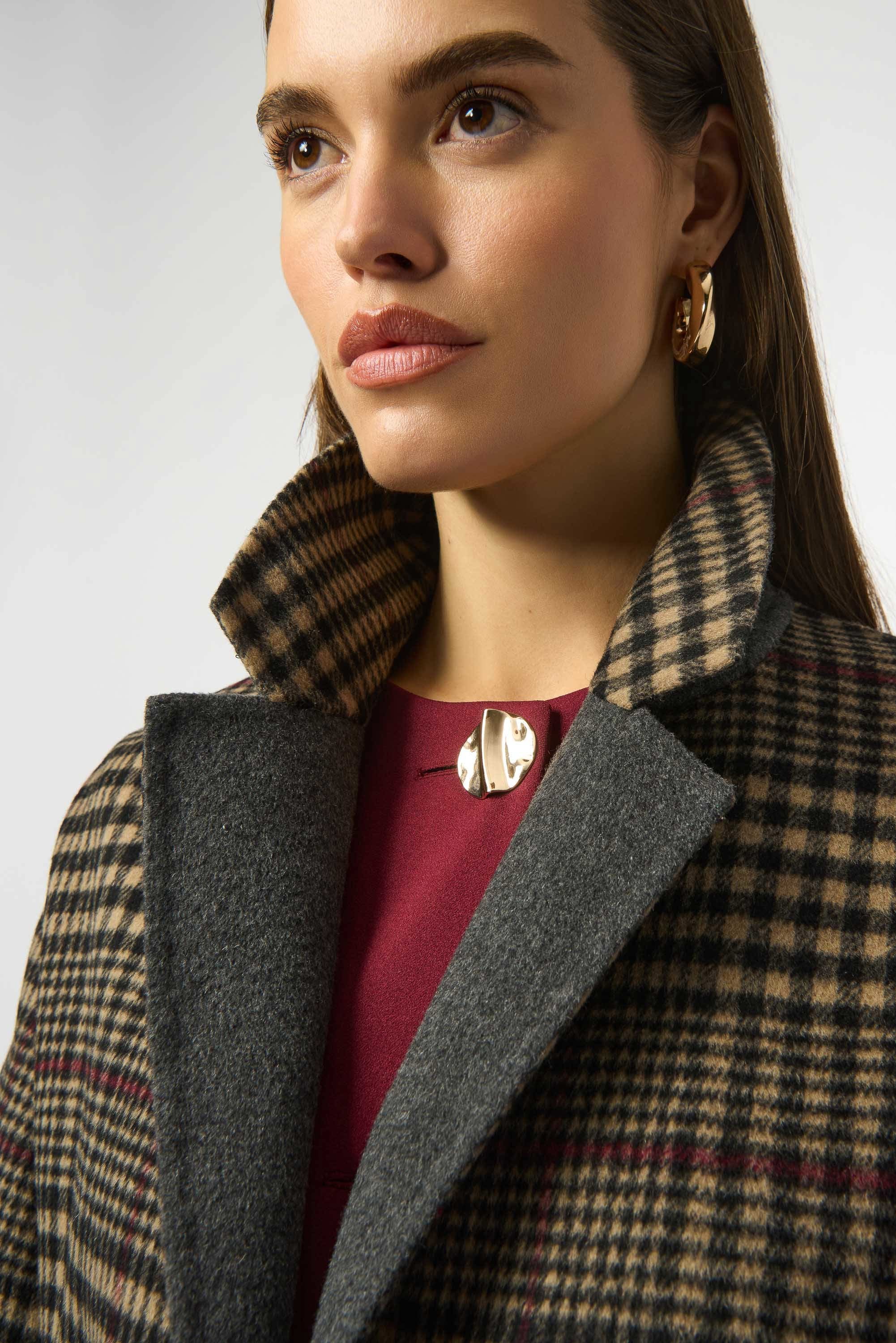JR Wool Blend Plaid Double-Faced Coat