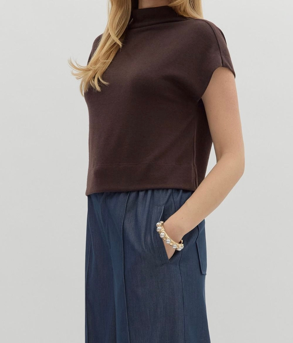 Cocoa Brown Mock Neck Top