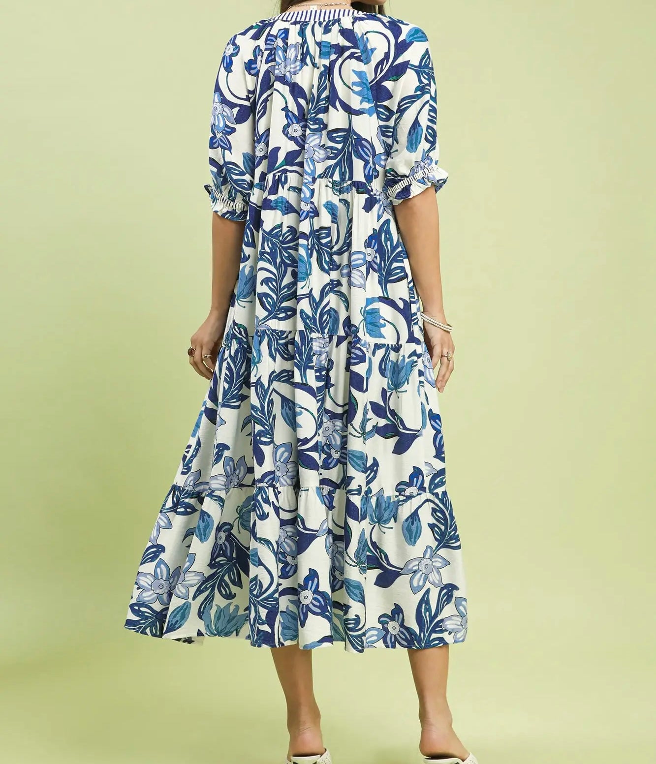 Alivia Navy Print Midi Dress