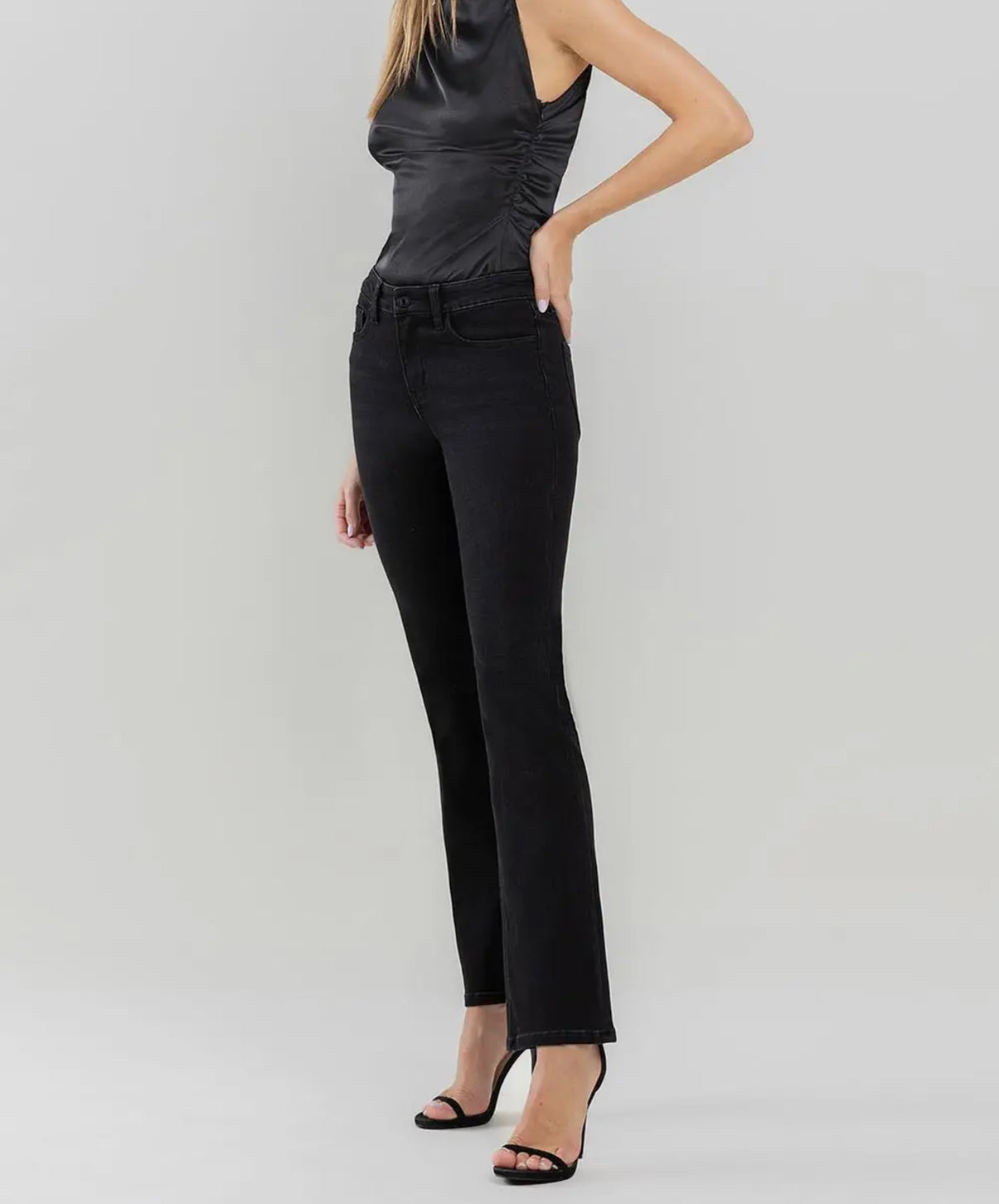 Mid Rise Black Vervet Jeans