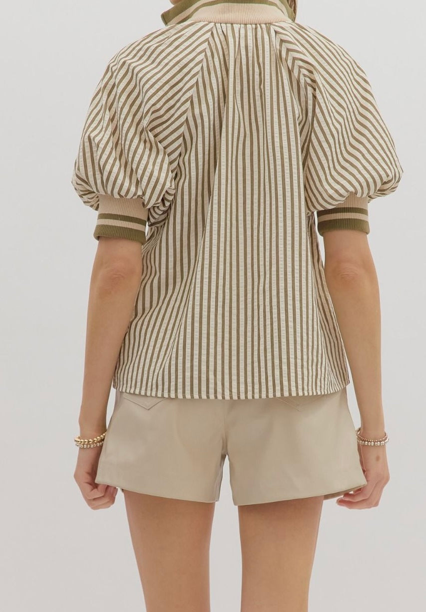 Olivia Stripe Zip Top