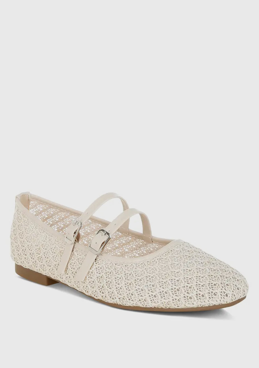 Warena Pin Buckle Strapped Ballerinas