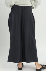 Phoebe Flowy Wide Leg Pant-Black and Navy