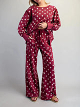 Maroon Polka Dot Sweatpants