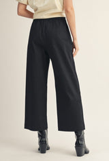 Willow Black Wide Leg Cropped Slacks