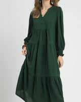 Hunter Green Tiered Midi Dress