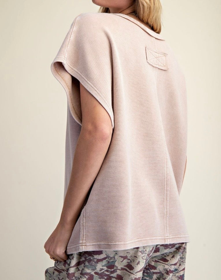 Mushroom Ribbed Boxy Tee