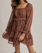 Rusty Fall Square Neck Dress