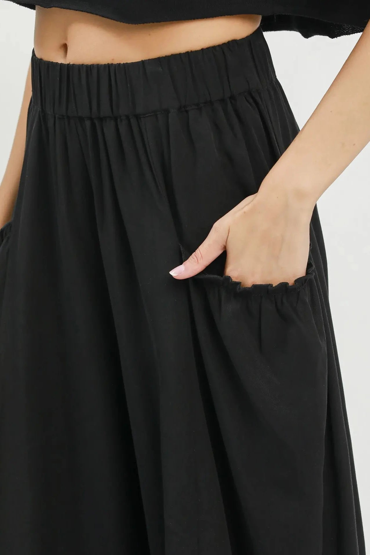 Phoebe Flowy Wide Leg Pant-Black and Navy