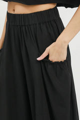 Phoebe Flowy Wide Leg Pant-Black and Navy