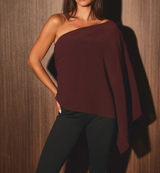 Alex Asymmetric Brown Chiffon Cape
