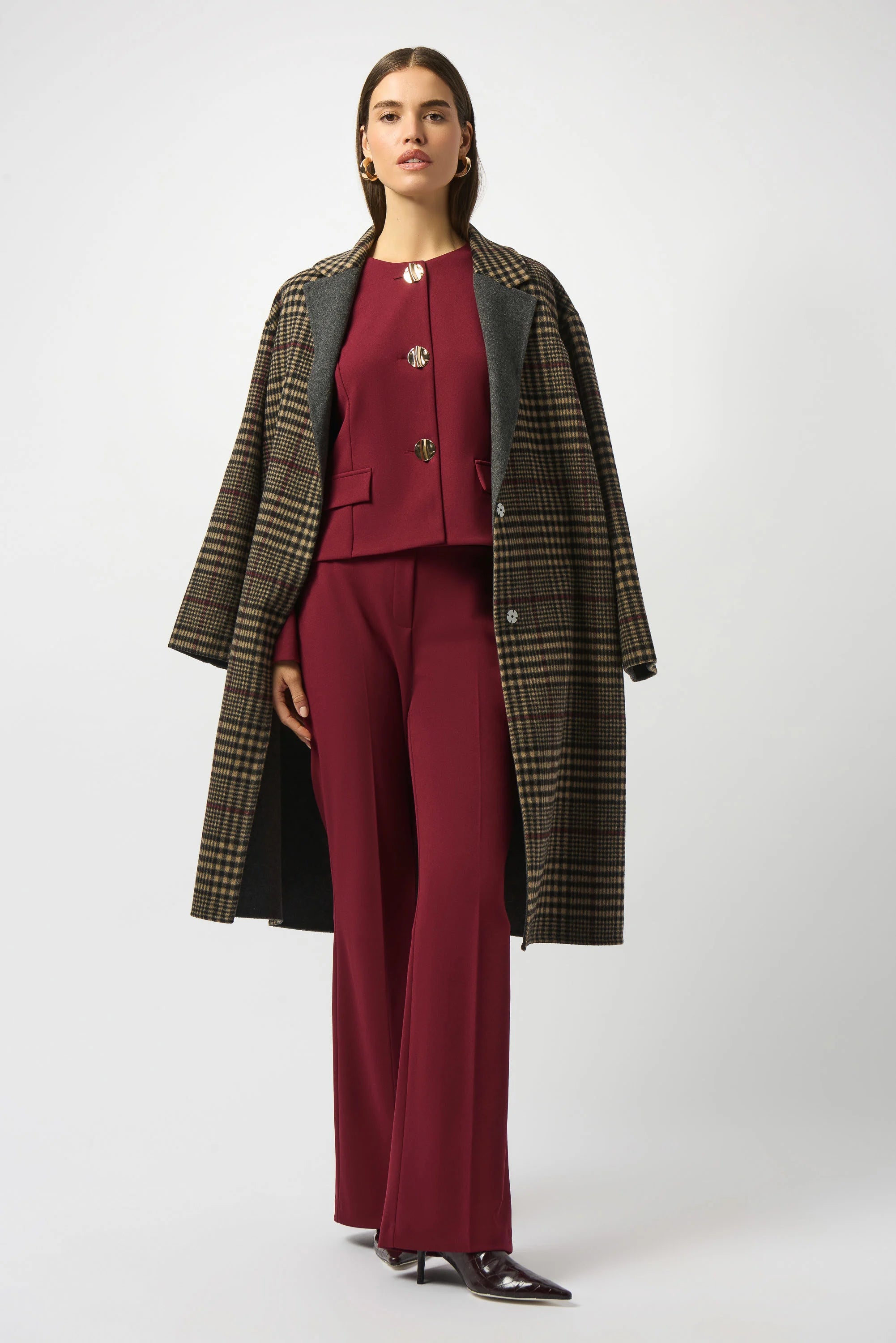 JR Wool Blend Plaid Double-Faced Coat