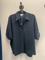 Kami Navy Top With White Stitch