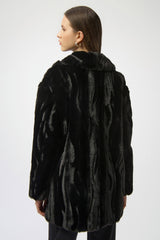 JR Textured Faux Fur Shawl Collar Coat
