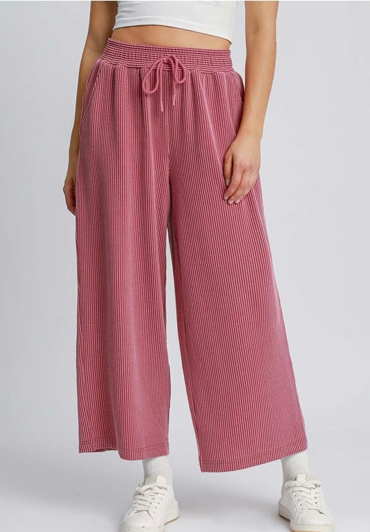 Mulberry Wine Textured Knit Pants