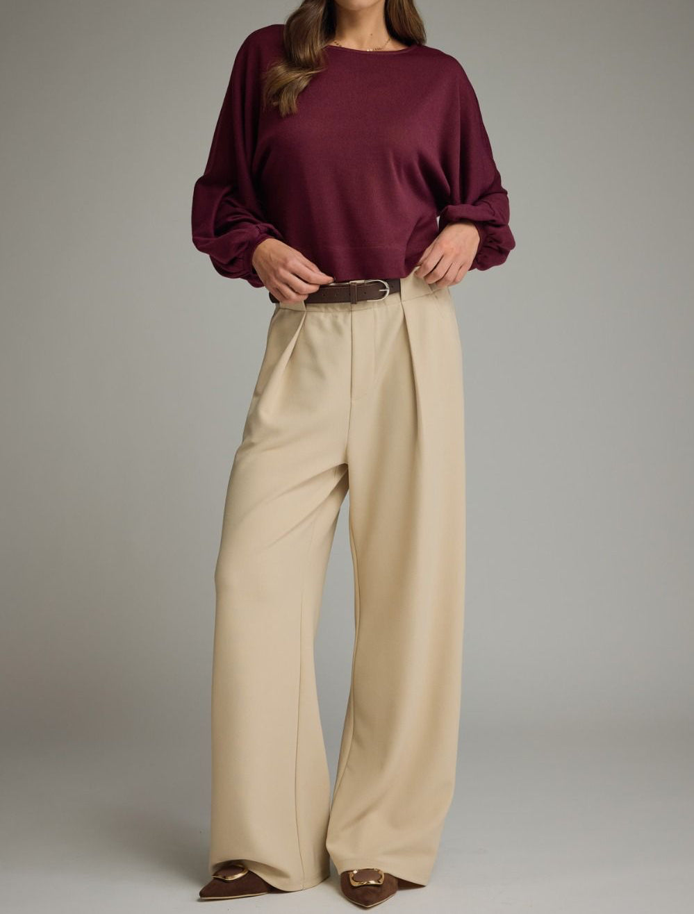 Jillian Burgundy Long Sleeve Top