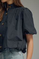 Terry Bubble Hem Short Sleeve Top