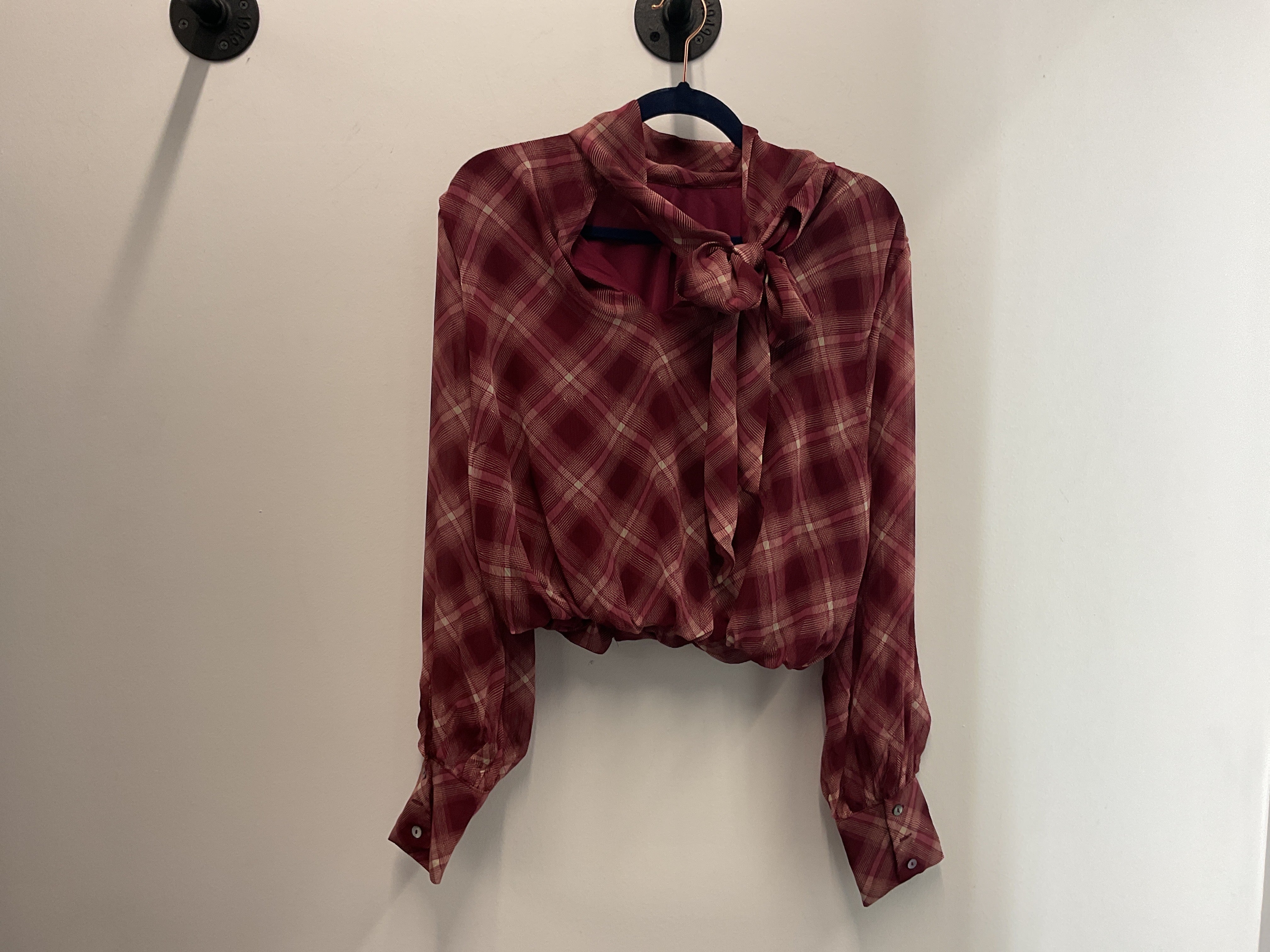 Amanda Merlot Plaid Top