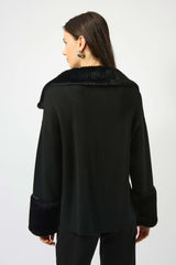 JR Sweater Knit Coat With Fur Trim