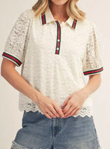 Lacey Polo With Pearl Buttons