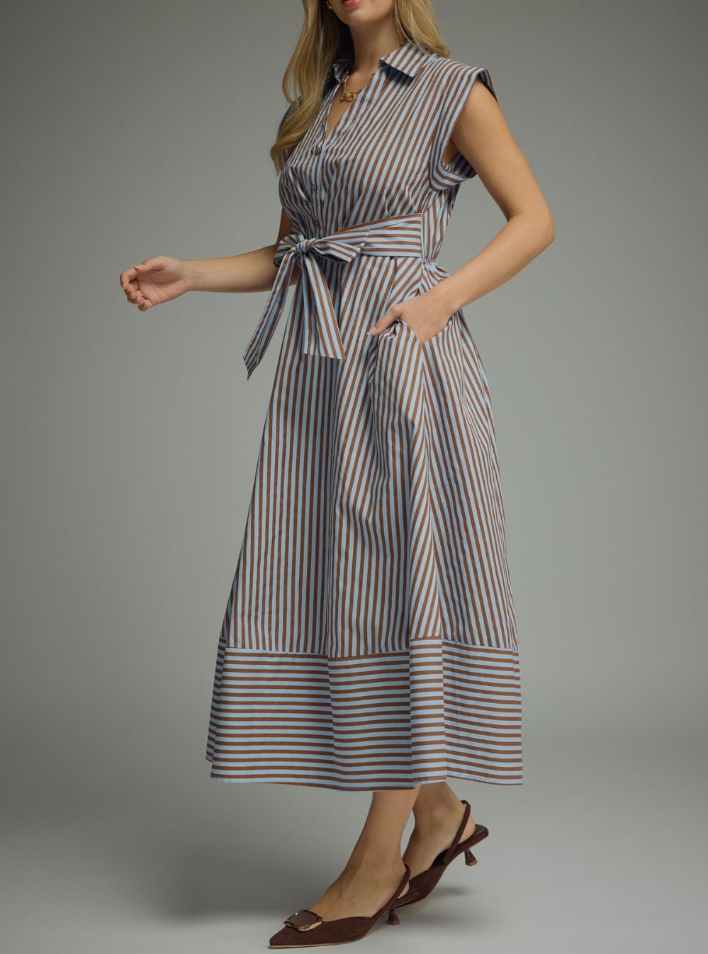 Molly Blue/Brown Striped Dress