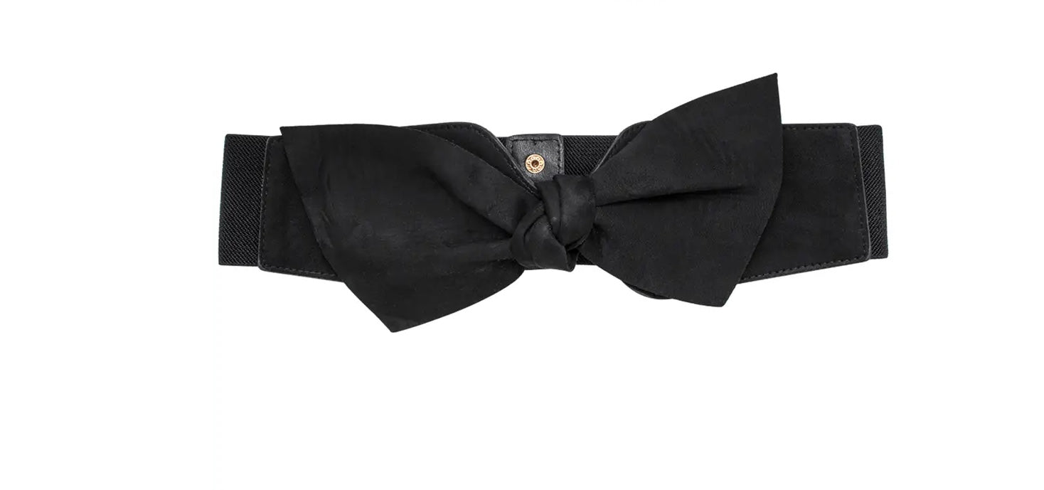 Chic Faux Suede Bow Elastic Belt