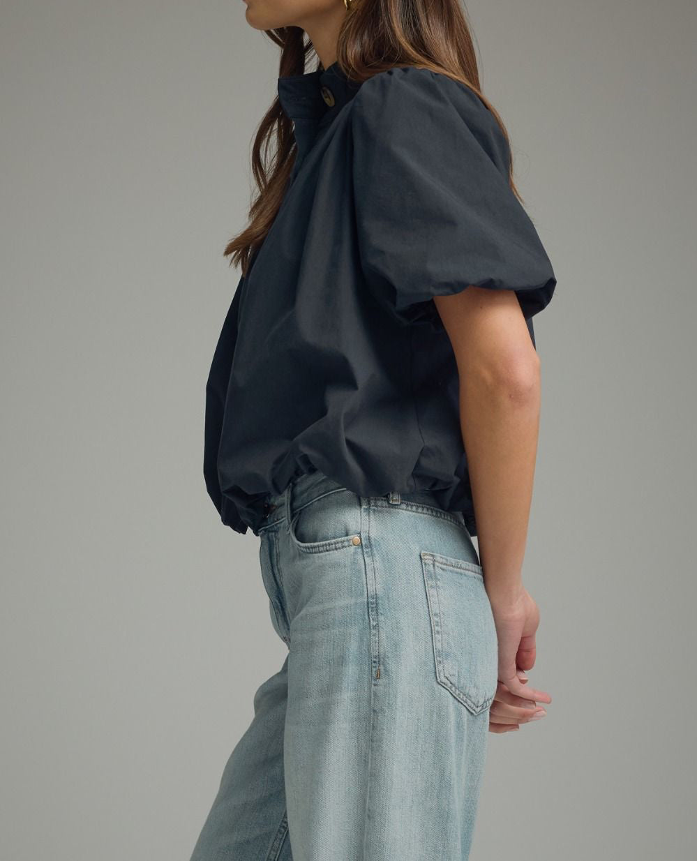 Terry Bubble Hem Short Sleeve Top