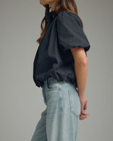 Terry Bubble Hem Short Sleeve Top