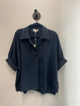 Kami Navy Top With White Stitch