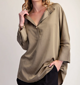 Tori Stand Neck Button Sleeve Shirt