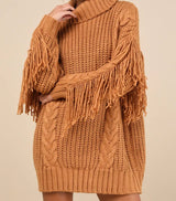 Cozy Caramel Fringe Dress