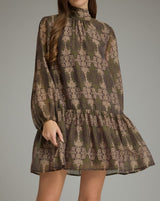 Braylon Olive Brown Print Dress