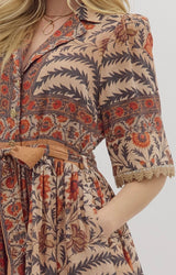 Elizabeth Print Mini Dress