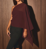 Alex Asymmetric Brown Chiffon Cape