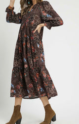 Courtney Print Mix Midi Dress