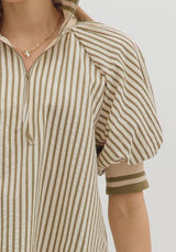 Olivia Stripe Zip Top