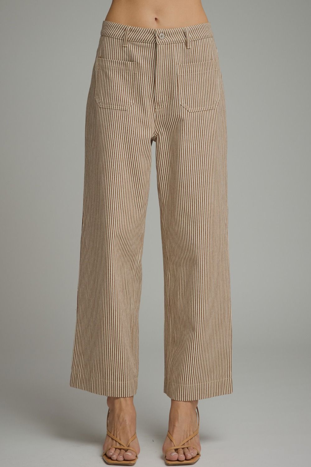 Dannie Brown Striped Cropped Pant