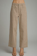 Dannie Brown Striped Cropped Pant