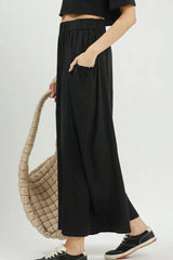 Phoebe Flowy Wide Leg Pant-Black