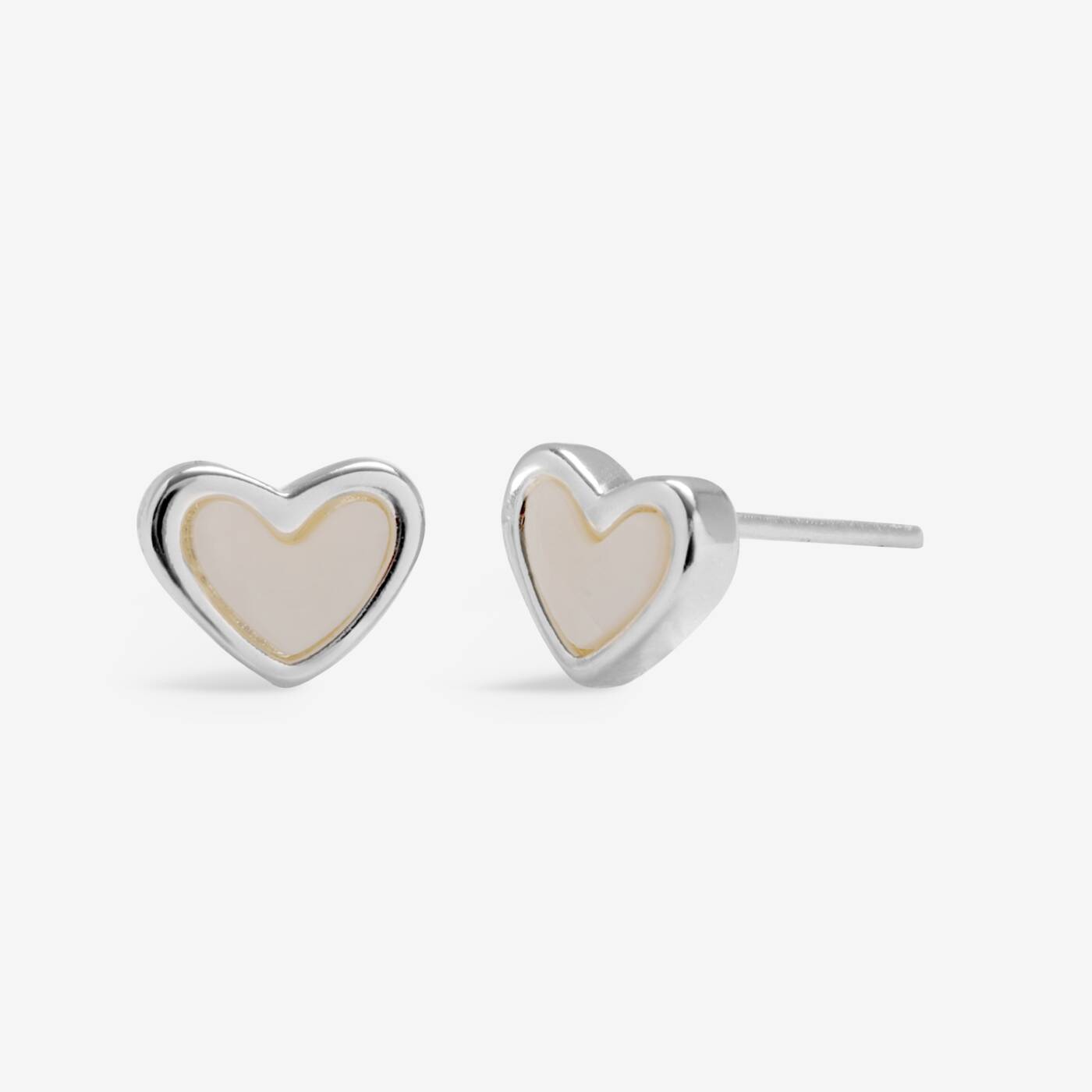 A Littles & Co Silver Mother Of Pearl Heart Stud Earrings