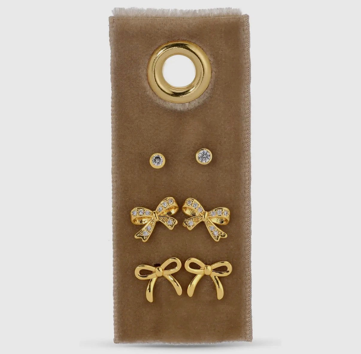 Gold Bow Earring Stud Set