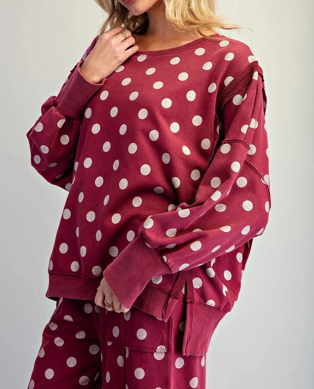 Ginny Maroon Polka Dot Sweatshirt
