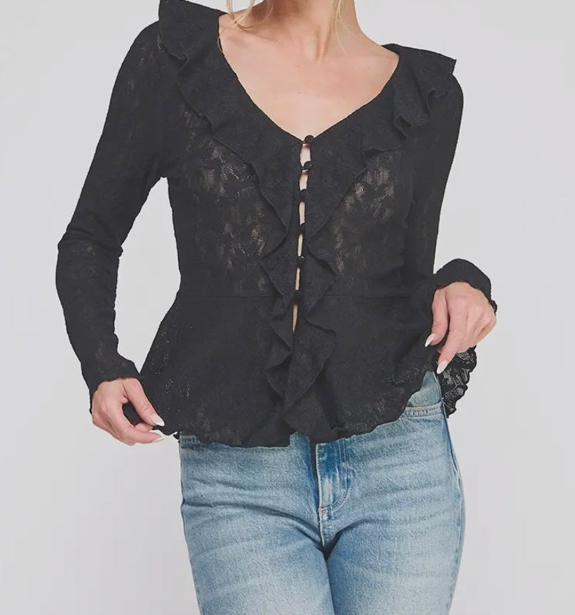Allie Lace Ruffle Blouse