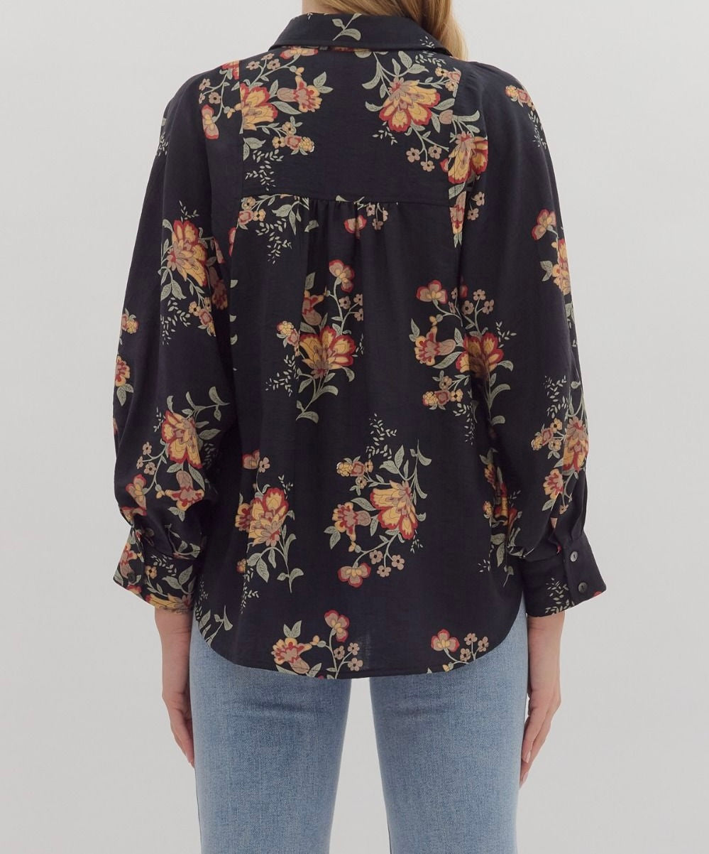 Bethany Floral Print Long-Sleeve Top