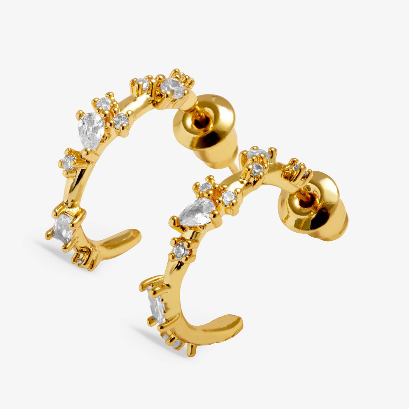 A Littles & Co Wavy CZ Gold Plated Hoop Earrings