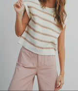 Sand Striped Knit Top