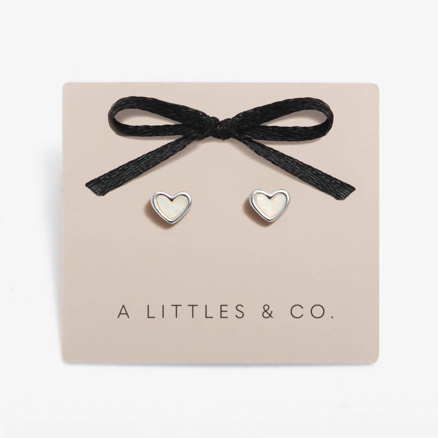 A Littles & Co Silver Mother Of Pearl Heart Stud Earrings