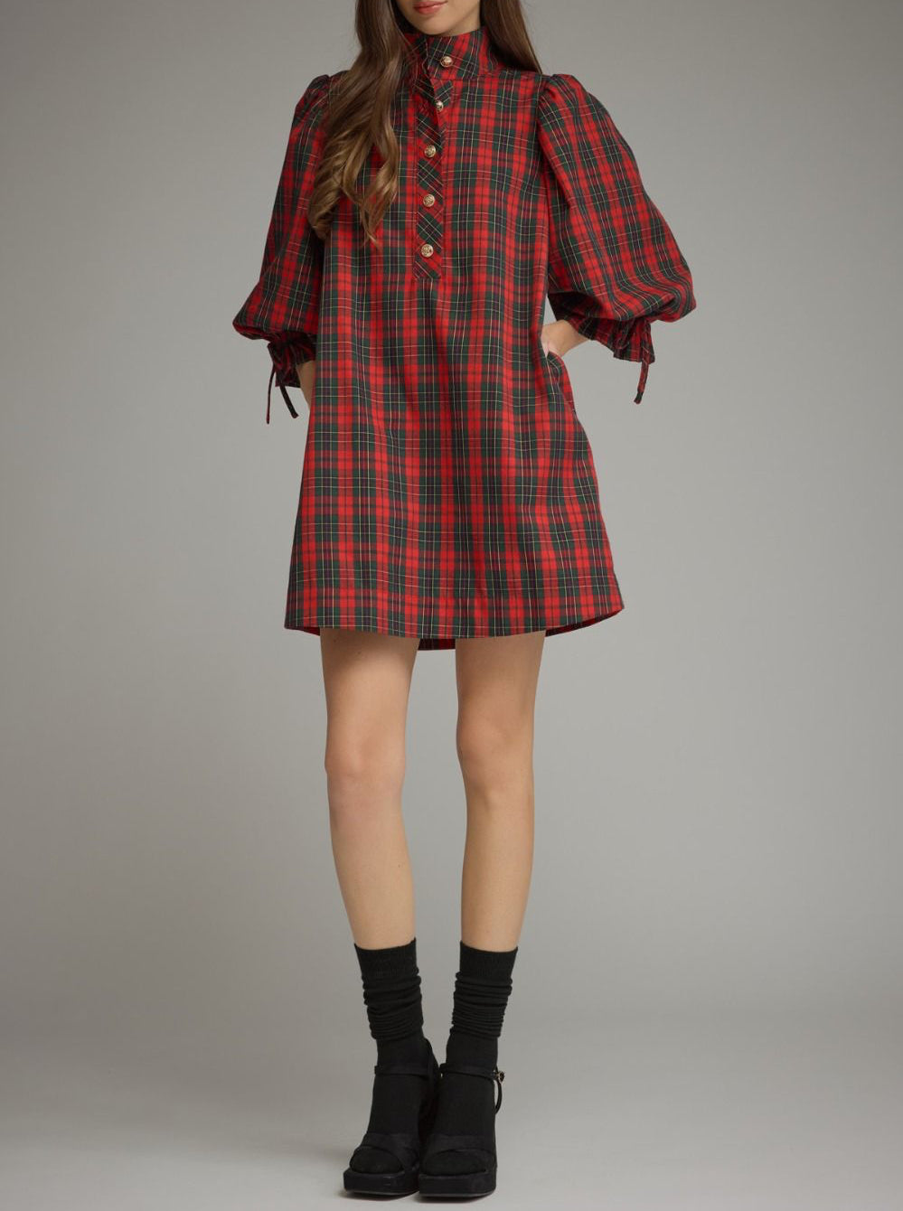 Ellie Plaid 3/4 Sleeve Dress